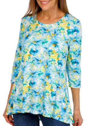 Thumbnail 1: Khakis & Co Khakis & Co Petite 3/4 Sleeve Print Top 