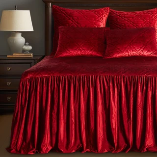 Thumbnail 5: Levtex Home Levtex Home Caserta Velvet Red Reversible Bedspread 