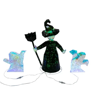 Thumbnail 6: Kurt Adler Kurt Adler 3 Pc. Pre-lit Holographic Witch & Two Ghosts Set 