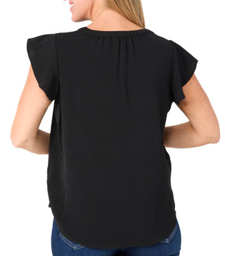 Thumbnail 2: Adrianna Papell Adrianna Papell Womens Short Sleeve Solid Flutter Top 