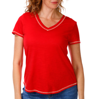 Thumbnail 1: Blue Sol Blue Sol Petite Solid Luxey Short Sleeve V-Neck Top 