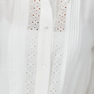 Thumbnail 3: BUNULU Bunulu Womens Short Sleeve Eyelet Button Down Top 