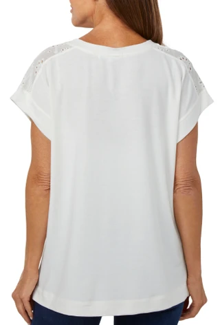 Thumbnail 2: BUNULU Bunulu Womens Solid Eyelet V-Neck Top 