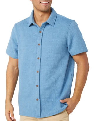Thumbnail 1: Distortion Distortion Mens Short Sleeve Jacquard Knit Buttoned Polo 