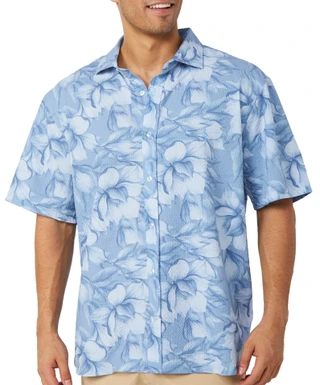 Thumbnail 1: TAILORBYRD Tailorbyrd Men's Tropic Print Seersucker Short Sleeve Shirt 