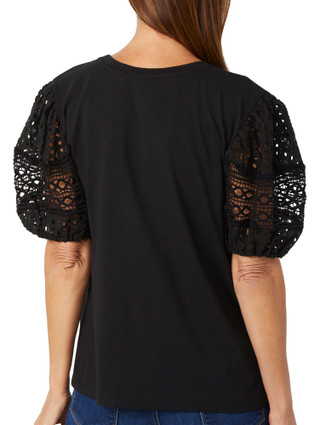 Thumbnail 2: Ellen Tracy Ellen Tracy Womens Eyelet Puff Lace Sleeve Top 
