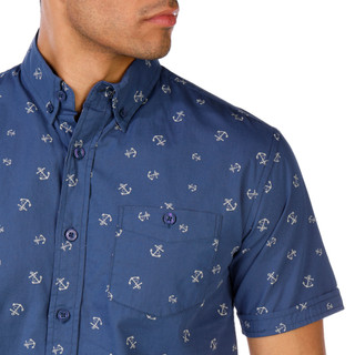 Thumbnail 4: Weatherproof Weatherproof Men's Print Short Sleeve Cotton Poplin Shirt 