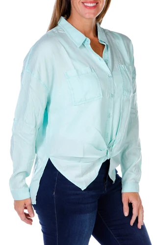 Thumbnail 6: Dear John Women's Solid Button Down Top 