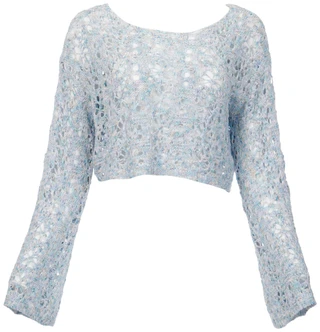 Thumbnail 1: LUSH Lush Juniors Long Sleeve Open Crochet Sweater 