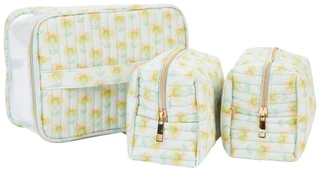 Thumbnail 2: BLUSH CRUSH Blush Crush 3 Pc Clear Floral Quilted Cosmetic Case 