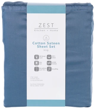 Thumbnail 1: Zest Kitchen + Home ZEST Kitchen + Home Cotton Sateen Sheet Set - Blue Mirage 