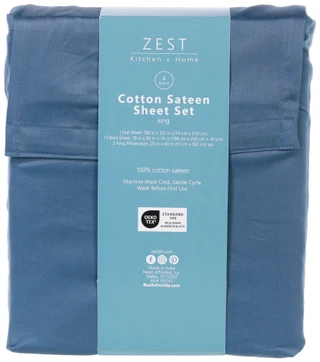 Thumbnail 15: Zest Kitchen + Home ZEST Kitchen + Home Cotton Sateen Sheet Set - Blue Mirage 