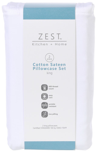 Thumbnail 3: Zest Kitchen + Home ZEST Kitchen + Home 2 Pk Cotton Sateen Pillowcase Set 