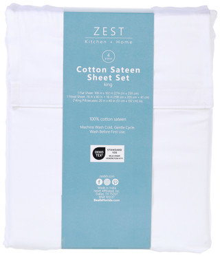 Thumbnail 12: Zest Kitchen + Home ZEST Kitchen + Home Cotton Sateen Sheet Set - Snow White 