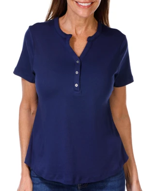 Thumbnail 1: Coral Bay Coral Bay Petite Short Sleeve Henley Top 