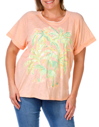 Thumbnail 1: Democracy Democracy Plus Short Sleeve Embroidered Print Tee 