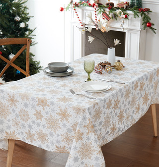 Thumbnail 2: AVANTI Avanti Snowflakes 60 in. x 120 in. Tablecloth 