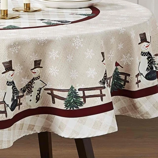 Thumbnail 4: AVANTI Avanti Country Snowman 70 in. Round Tablecloth 