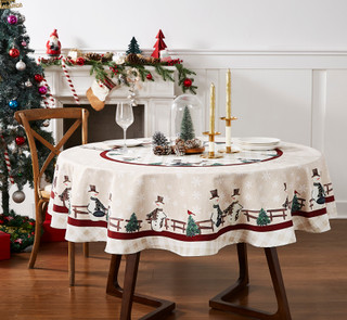 Thumbnail 2: AVANTI Avanti Country Snowman 70 in. Round Tablecloth 