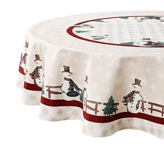 Thumbnail 6: AVANTI Avanti Country Snowman 70 in. Round Tablecloth 