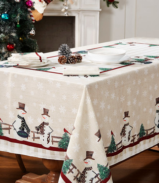 Thumbnail 3: AVANTI Avanti Country Snowman 60 in. x 102 in. Tablecloth 