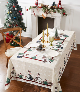 Thumbnail 2: AVANTI Avanti Country Snowman 60 in. x 84 in. Tablecloth 