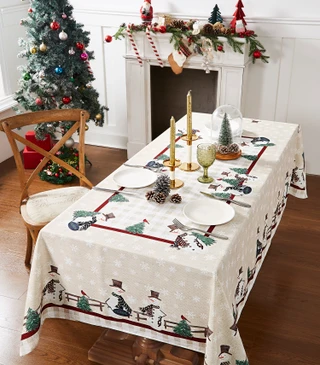 Thumbnail 1: AVANTI Avanti Country Snowman 60 in. x 84 in. Tablecloth 