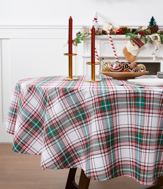 Thumbnail 2: AVANTI Avanti Holiday Plaid 70 in. Round Tablecloth 