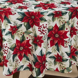 Thumbnail 5: AVANTI Avanti Poinsettia 70 in Round Tablecloth 