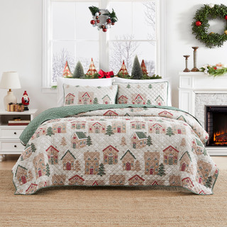 Thumbnail 2: AVANTI Avanti Gingerbread House Quilt Set 