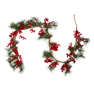 Thumbnail 2: Kurt Adler Kurt Adler 6-Foot x 12-Inch Berry Rope Garland 