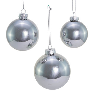 Thumbnail 2: Kurt Adler Kurt Adler 20 Pc. Shiny Silver Glass Ball Ornament Set 