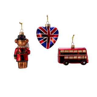 Thumbnail 3: Kurt Adler Kurt Adler 3 Pc. 4.5-Inch Britain Inspired Glass Ornaments 