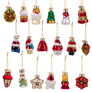 Thumbnail 6: Kurt Adler Kurt Adler 18 Pc. Mini Christmas Shape Glass Ornaments 