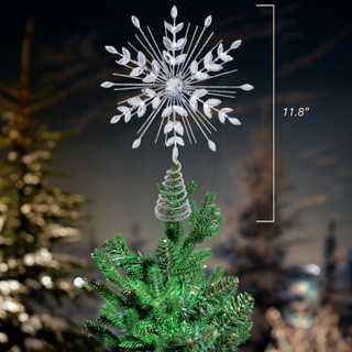 Thumbnail 16: Kurt Adler Kurt Adler LED Glittered Silver Snowflake Tree Topper 