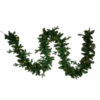 Thumbnail 2: Kurt Adler Kurt Adler 9-Foot Pre-Lit LED Jackson Pine Garland 