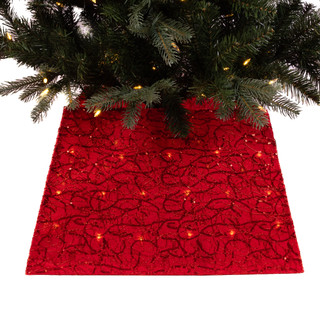 Thumbnail 2: Kurt Adler Kurt Adler 19.7-Inch 70-Light LED Red Square Treeskirt 