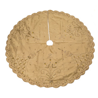 Thumbnail 6: Kurt Adler Kurt Adler 48-Inch Gold Detailed Handwork Tree Skirt 