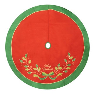 Thumbnail 2: Kurt Adler Kurt Adler 48-Inch Red & Green Holly Tree Skirt 