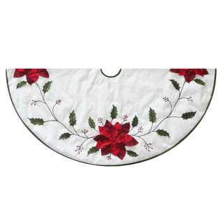 Thumbnail 2: Kurt Adler Kurt Adler 54-Inch Holly Leaves & Poinsettia Tree Skirt 