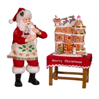 Thumbnail 6: Kurt Adler Kurt Adler 10.5-Inch Battery-Operated Fabriche Santa. 