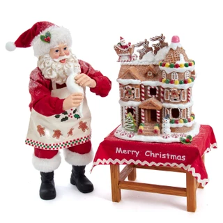 Thumbnail 2: Kurt Adler Kurt Adler 10.5-Inch Battery-Operated Fabriche Santa. 