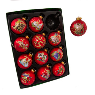 Thumbnail 2: Kurt Adler Kurt Adler 65mm 12 Days of Christmas Decorative Glass Balls. 
