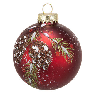 Thumbnail 6: Kurt Adler Kurt Adler 80MM Glass Red With Pinecone Design Ball. 