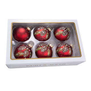 Thumbnail 2: Kurt Adler Kurt Adler 80MM Glass Red With Pinecone Design Ball. 