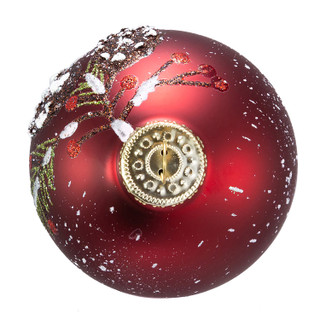 Thumbnail 12: Kurt Adler Kurt Adler 80MM Glass Red With Pinecone Design Ball. 