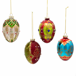 Thumbnail 10: Kurt Adler Kurt Adler 65MM Glass Egg Ornaments, 4 Piece Set. 