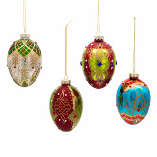 Thumbnail 6: Kurt Adler Kurt Adler 65MM Glass Egg Ornaments, 4 Piece Set. 