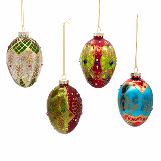 Thumbnail 4: Kurt Adler Kurt Adler 65MM Glass Egg Ornaments, 4 Piece Set. 