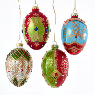 Thumbnail 2: Kurt Adler Kurt Adler 65MM Glass Egg Ornaments, 4 Piece Set. 